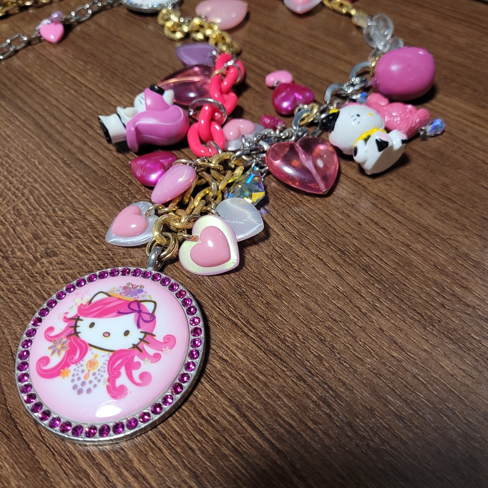 Tarina Tarantino Pink and Silver Charm Necklace
